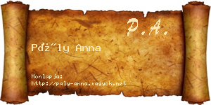 Pály Anna névjegykártya
