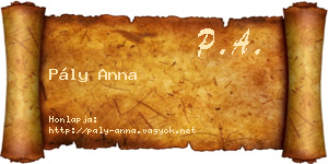 Pály Anna névjegykártya